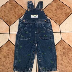Vtg Little boys alligator print denim overalls size 12 months spring kids cute